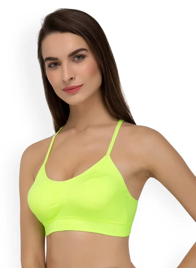 ليس اند مي  Laceandme Fluorescent Green Lace Detail Non-Wired Lightly Padded Bralette Bra 4381